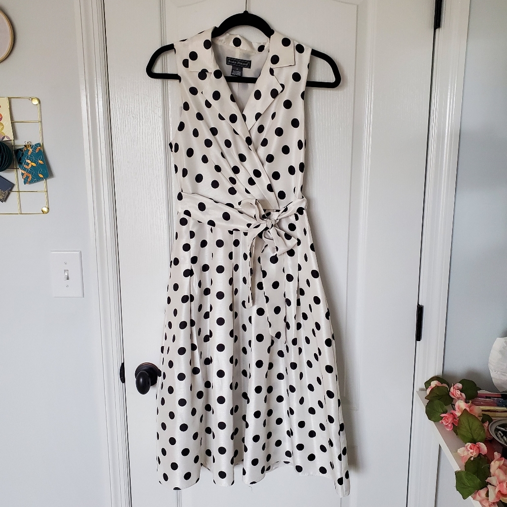 Jessica Howard Cream & Black Polka dot dress